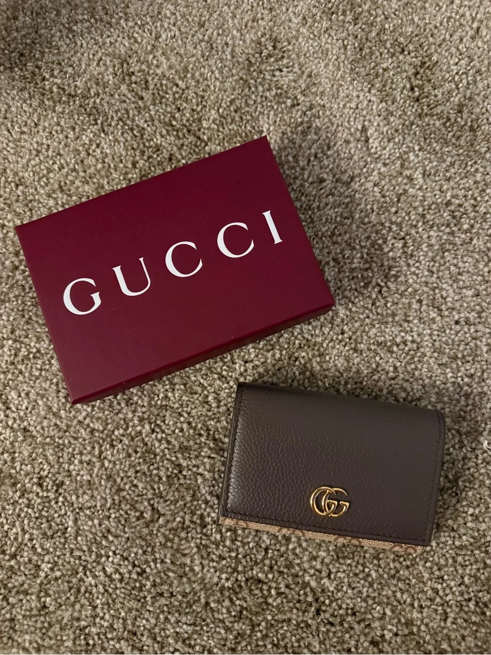 Gucci Brown Leather Continental Wallet with Gold GG Emblem